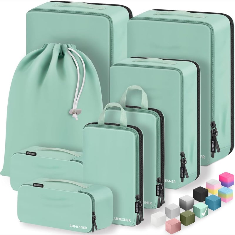 Velaybor 8 Set Compression Packing Cubes for Travel, Waterproof Luggage Organizers, Suitcase Organizer Set for Carry-On & Checked Baggage, Travel Accessories for Men & Women - Image 1
